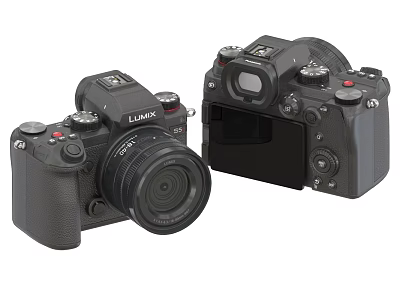 LUMIX Digital Cameras Dual Body Design With Lens And Control Buttons 3d model