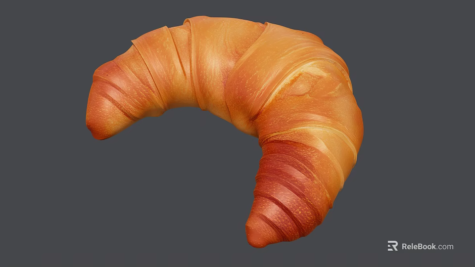 Golden Brown Flaky Croissant With Buttery Layers And Freshly Baked Texture 3d model 