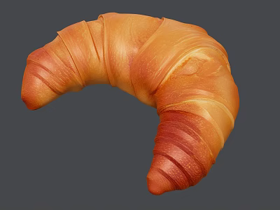 Golden Brown Flaky Croissant With Buttery Layers And Freshly Baked Texture 3d model