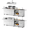Modern Stainless Steel Mobile Kitchen Stove With Sink Storage And Grill Top