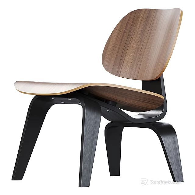 Modern Accent Chair With Wooden Backrest And Black Metal Frame For Home Decor 3d model 