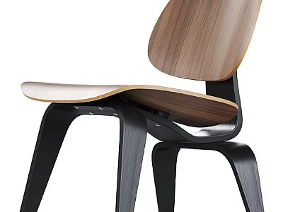 Modern Accent Chair With Wooden Backrest And Black Metal Frame For Home Decor 3d model