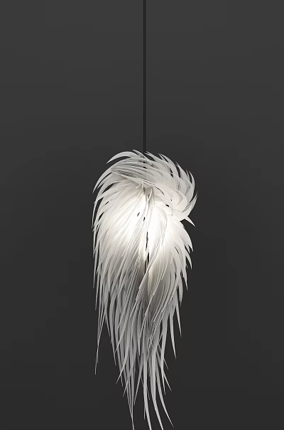 Nordic chandelier shaped feather lamp 3d model