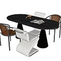 Middle style dining table and chair combination 3d model