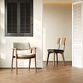 Stylish Accent Chairs With Light And Dark Upholstery And Wooden Frames In Modern Interior