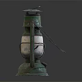 Vintage Kerosene Lantern Green Rustic Design With Weathered Finish Classic Style Home Decor Accent