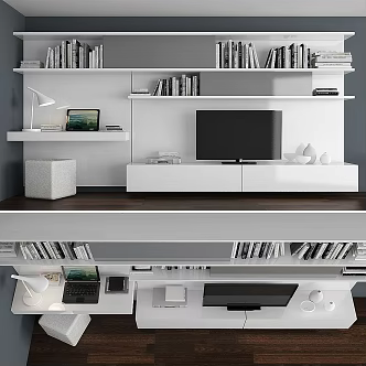 Modern TV Background Wall TV Furniture TV Wall TV Laptop Table Lamp 3d model