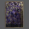 Modern Abstract Painting With Black Background Golden Butterflies And Red Accents