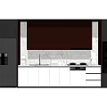 Modern Kitchen With Dark Upper And White Lower Cabinets Marble Backsplash And Appliances 3d model