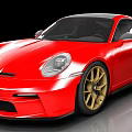 Red Sports Car With Black Roof Gold Wheels And Sporty Exterior Design