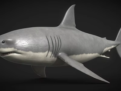 Gray Shark With White Underbelly Gills Dorsal Fin And Pectoral Fins 3d model