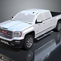 White GMC Crew Cab Pickup Truck With Chrome Grille And Side Steps