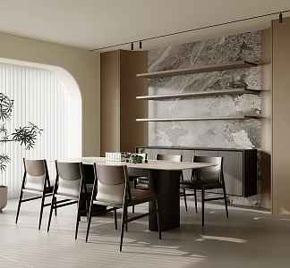 Modern Restaurant Dining Chair Dining Table Ancient Style Restaurant Modern Style Restaurant 3d model