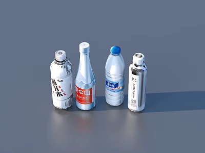 Household Beverage Bottles With Various Designs And Labels For Daily Use 3d model