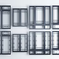 Set Of Various Decorative Window Frame Designs With Different Patterns 3d model