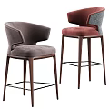 Luxury Soft Upholstered Bar Chairs With Solid Wood Legs For Modern Home Kitchen Bar Areas
