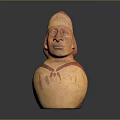 Traditional Human Shaped Sculpture Carving With Yellow Red Color And Handle Design