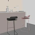 Bar chair without armrest 3d model