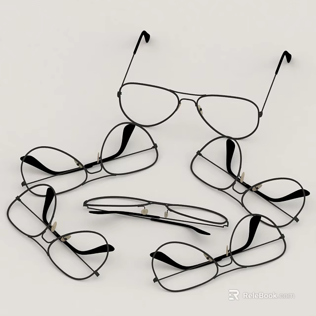 Multiple Pairs Of Black Frame Eyeglasses With Classic Styles For Daily Use 3d model 