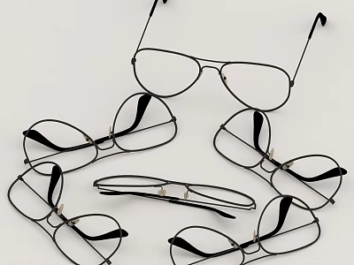 Multiple Pairs Of Black Frame Eyeglasses With Classic Styles For Daily Use 3d model
