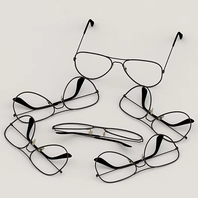 Multiple Pairs Of Black Frame Eyeglasses With Classic Styles For Daily Use 3d model Multiple Pairs Of Black Frame Eyeglasses With Classic Styles For Daily Use 3d model
