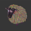Black Sheep Character With Fluffy Wool And Expressive White Eyes