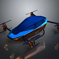 Futuristic Space Aerial Vehicle With Blue Exterior Multiple Propellers And Advanced Design