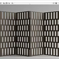 Modern Folding Four Panel Screen with Metal Frame and Grid Pattern Design 3d model
