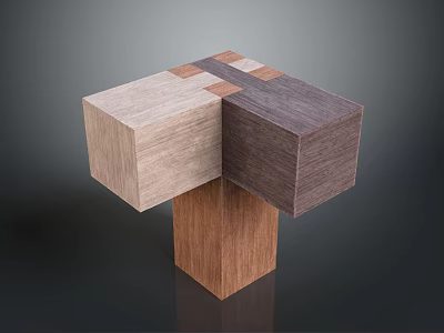 Wooden Cubes Decor With Different Wood Tones Combined For Home Accessory 3d model
