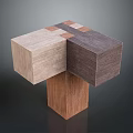 Wooden Cubes Decor With Different Wood Tones Combined For Home Accessory