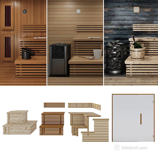 Stylish Beauty Hair Salon Interior With Wooden Decor And Furniture Elements 3d model 