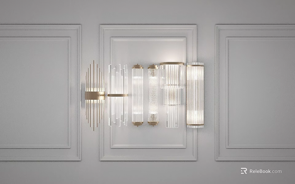 Modern Wall Lamp With Sleek Metal Frame And Transparent Glass Shade For White Wall Decoration 3d model 
