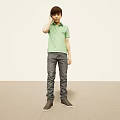 Man Standing in Green Polo Shirt Gray Pants and Gray Shoes Touching Ear with One Hand