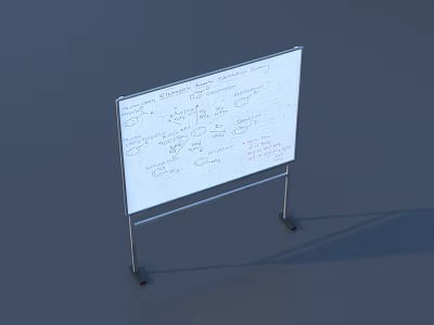 Public Facility Whiteboard On Metal Stand Featuring Handwritten Notes And Charts 3d model