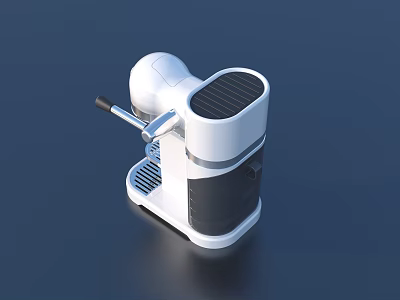 Modern White Manual Coffee Machine With Handle And Black Accents 3d model