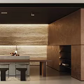 Modern Restaurant Interior Design With Bar Counter Pendant Light Textured Wall And Seating