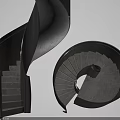 Modern Spiral Staircase Interior Design With Wooden Steps And Curved Structure
