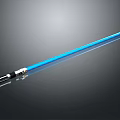 Blue Lightsaber With Metallic Hilt And Glowing Blade On Black Background