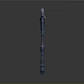 Fantasy Axe Weapon With Blue Red Design Sharp Edges Ornate Handle And Glowing Center