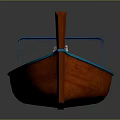 Red Small Boat With Blue Canopy Wooden Deck And Yellow Blue Bow Decoration