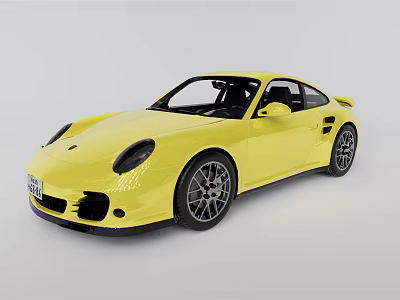 Yellow Two Door Sports Car With Sleek Design And Black Alloy Wheels 3d model