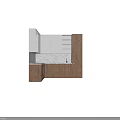 Modern Kitchen With Wooden Cabinets White Countertop Marble Backsplash And Glass Door Shelves
