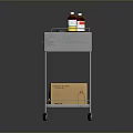 Stainless Steel Industrial Utility Cart With Wheels Drawers Tray Bottles Green Cloths And Box