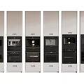 Modern Built in Kitchen Appliances Displayed With Multiple Units In Row 3d model