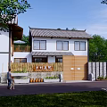 Traditional Chinese Architecture With White Walls Black Roofs Stone Walls And Wooden Cart