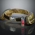 Camouflage Pattern Belt With Metal Buckle And Black Strap Plus Red Spray Can
