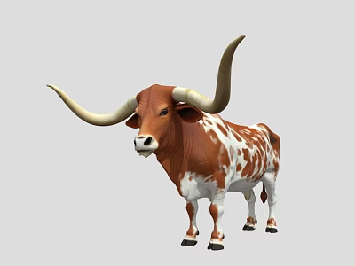 Brown And White Horned Reptile Standing On Gray Background In Studio 3d model