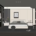 Modern Bedroom Interior Design With Bedside Tables Area Rug And Decorative Painting