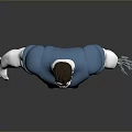 3D Animated Character Wearing Blue T-Shirt Black Pants Red Boots And Mechanical Arm