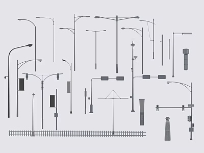 Various Outdoor Lights Including Street Lamps Garden Fixtures And Different Pole Designs 3d model